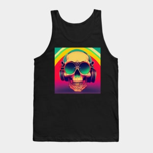 Retro Jams Skull With Headphones Tank Top